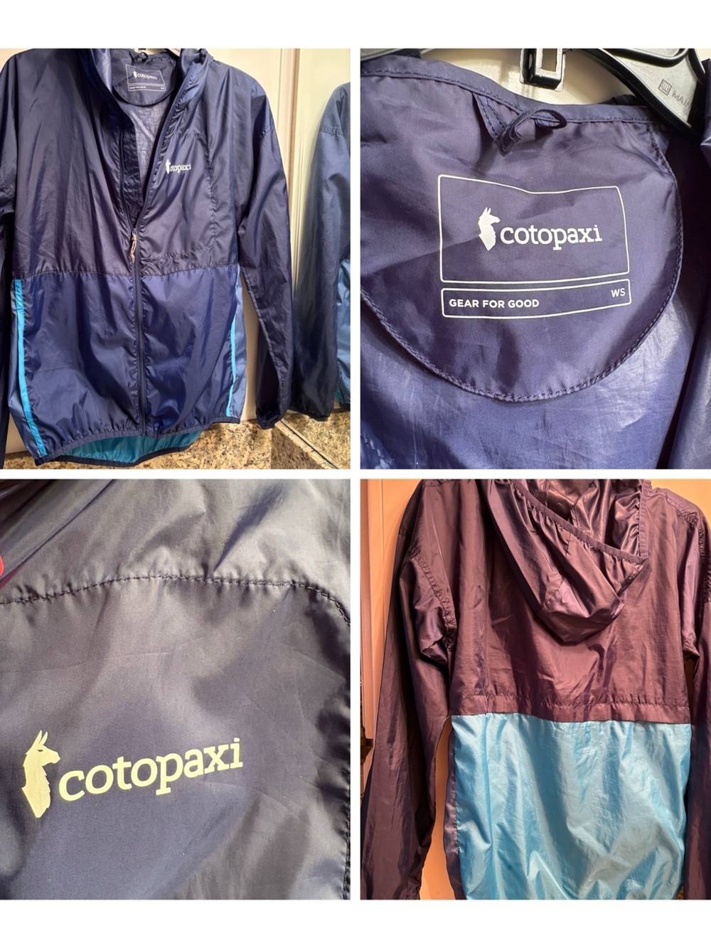 Cotopaxi Lightweight Navy and Teal Windbreaker Jacket small